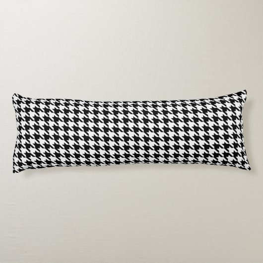 Black and White Houndstooth Pattered Lichaamskussen (Achterkant)