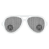 Black and White Houndstooth Your Monogram Aviator Zonnebril (Voorkant)