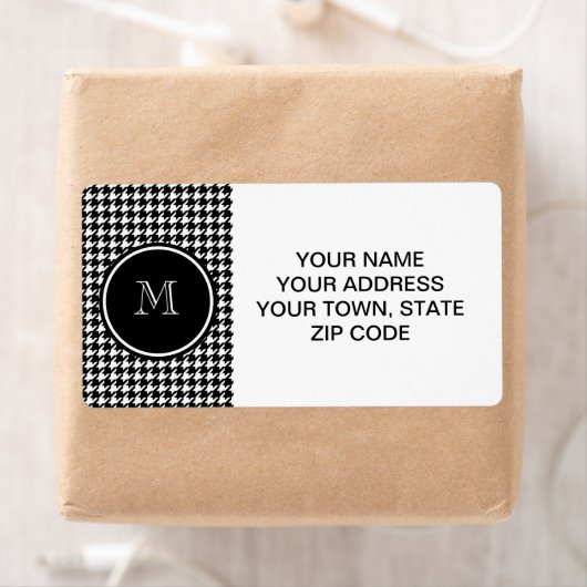 Black and White Houndstooth Your Monogram Etiket (Insitu)