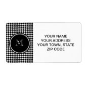 Black and White Houndstooth Your Monogram Etiket (Voorkant)