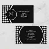 Black and White Houndstooth Your Monogram Visitekaartje (Voorkant / Achterkant)