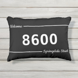 Black and White House Numbers Street Address Porch Buitenkussen