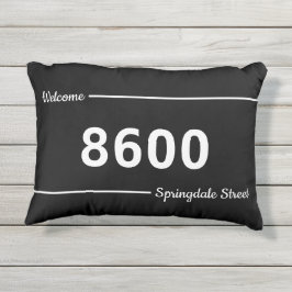 Black and White House Numbers Street Address Porch Buitenkussen