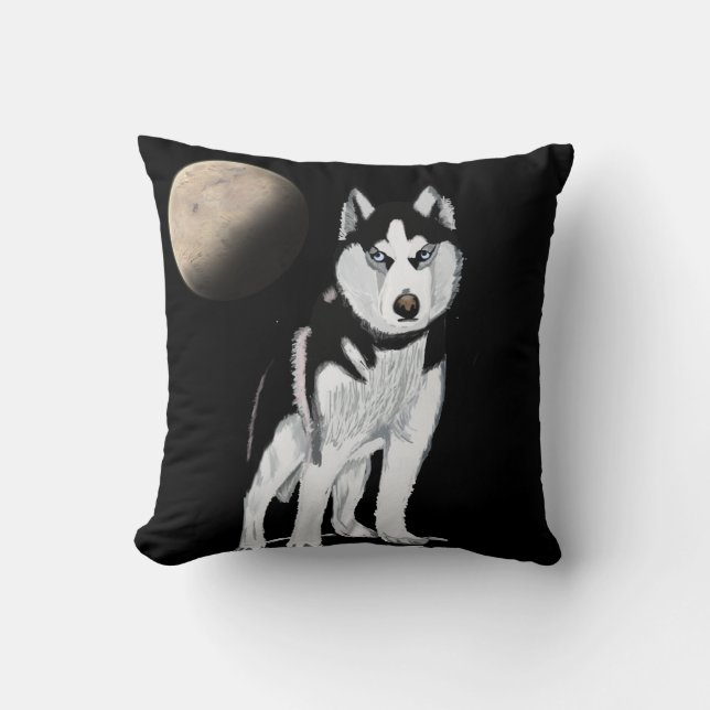 Black and White Husky Dog Kussen (Voorkant)