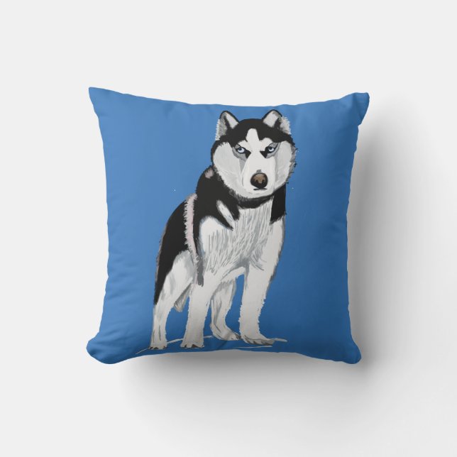 Black and White Husky Dog Kussen (Voorkant)