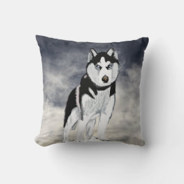 Black and White Husky Dog Kussen
