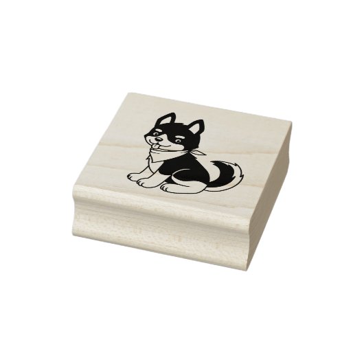 Black and White Husky Puppy Dog Rubberstempel (Stempel)