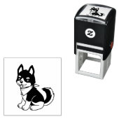 Black and White Husky Puppy Dog Zelfinktende Stempel (In situ)
