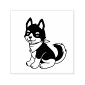 Black and White Husky Puppy Dog Zelfinktende Stempel (Design)
