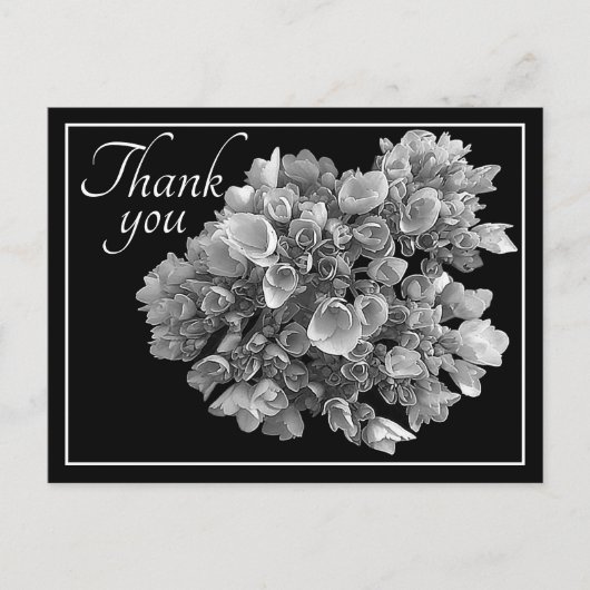 Black and White Hydrangea Bouquet Hartelijk dank Briefkaart (Voorkant)