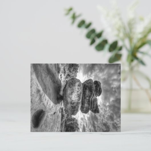 Black and White Idol Rock Afbeelding Briefkaart Br (Staand voorkant)