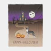 Black and White Iggy and Halloween Hauning House Fleece Deken (Voorkant)