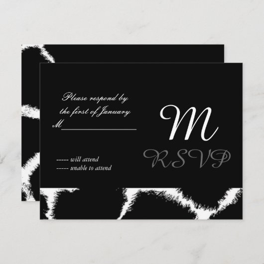 Black and White Initiaal Reply Kaart (Voorkant / Achterkant)