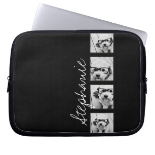 Black and White Instagram Photo Collage Laptop Sleeve