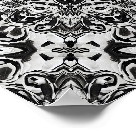 black and white intricate mandala pattern art poster (Hoek)