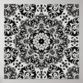black and white intricate mandala pattern art poster (Voorkant)