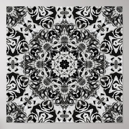 black and white intricate mandala pattern art poster (Voorkant)