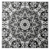black and white intricate mandala pattern art tegeltje (Voorkant)