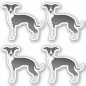 Black and White Italiaanse Greyhound Cartoon Dogs Sticker (Voorkant)