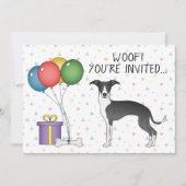 Black and White Italiaanse Greyhound Dog Birthday Kaart (Voorkant)