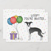 Black and White Italiaanse Greyhound Dog Birthday Kaart (Voorkant / Achterkant)