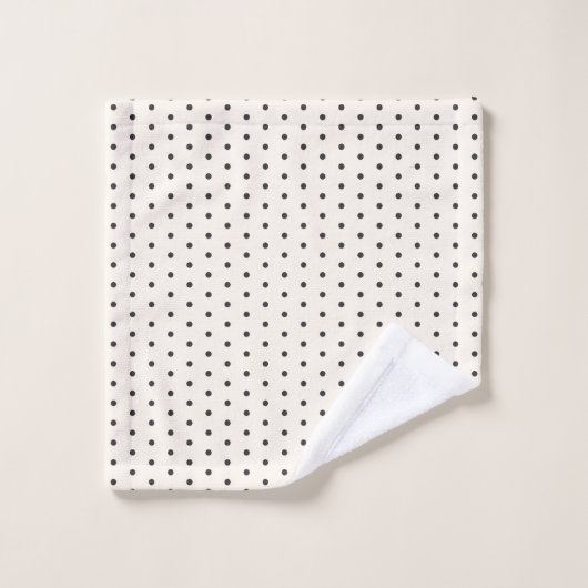 Black and White Ivory Polka Dot Pattern Retro  Bad Handdoek (Wasdoekje)