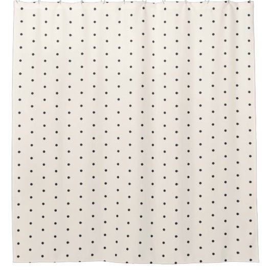 Black and White Ivory Polka Dot Pattern Retro  Douchegordijn (Voorkant)