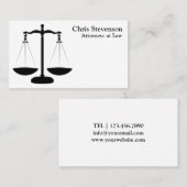 Black and White Justice Scale Attorney Visitekaartje (Voorkant / Achterkant)