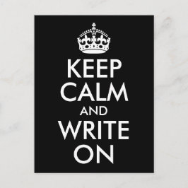 Black and White Keep Calm and Write On Briefkaart