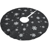 Black and White Kerstsnowflake Winter Pattern Kerstboom Rok (Gekanteld)