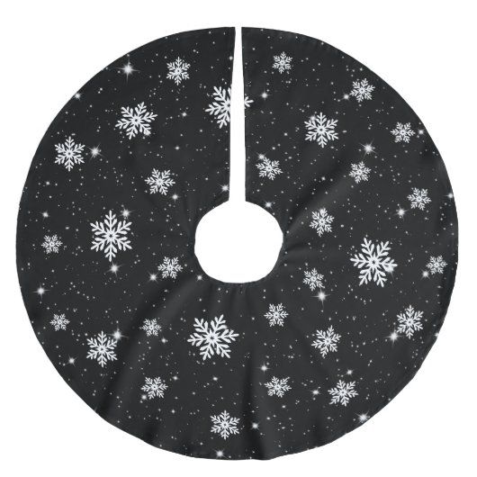 Black and White Kerstsnowflake Winter Pattern Kerstboom Rok (Voorkant)