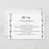 Black and White Key Wedding Rehearsal Kaart (Voorkant)