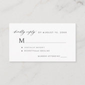 Black and white kindly reply monogram wedding RSVP Informatiekaartje (Achterkant)