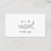 Black and white kindly reply monogram wedding RSVP Informatiekaartje (Voorkant)