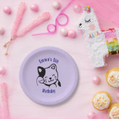 Black and White Kitty Cat Waving Hallo Birthday Papieren Bordje (Feest)