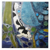 Black and White Koi Tile Tegeltje (Voorkant)