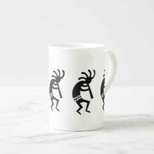 Black and White Kokopelli Southwest Porselein Kop