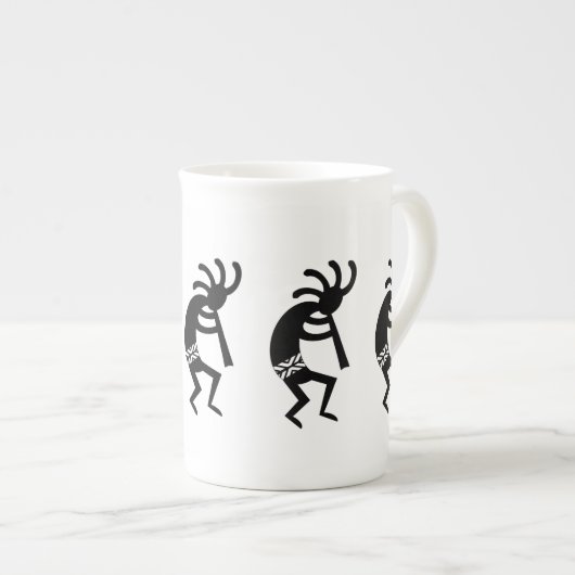 Black and White Kokopelli Southwest Porselein Kop (Voorkant rechts)
