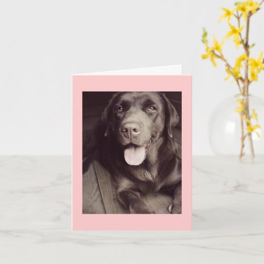 Black And White Labrador Retriever Dog Note Card Kaart (Gele Bloem)
