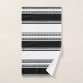 Black and white lace braid and horizontal stripes  bad handdoek (Handdoek)