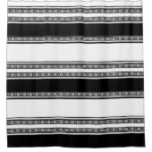 Black and white lace braid and horizontal stripes douchegordijn (Voorkant)