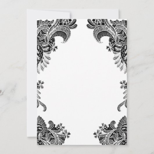 Black and White Lace Engagement Party Kaart (Achterkant)