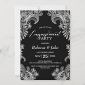 Black and White Lace Engagement Party Kaart (Voorkant)