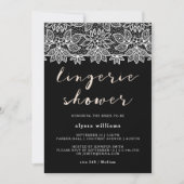 Black and White Lace Lingerie Shower Invitation Kaart (Voorkant)