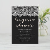 Black and White Lace Lingerie Shower Invitation Kaart (Staand voorkant)