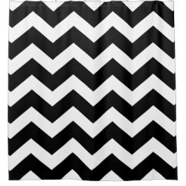 Black and White Large Chevron Pattern Douchegordijn