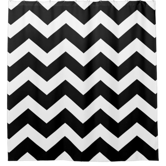 Black and White Large Chevron Pattern Douchegordijn (Voorkant)