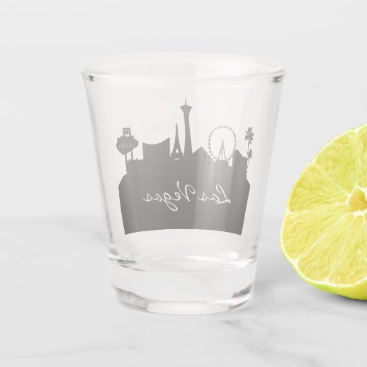 Black and White Las Vegas Skyline Shot Glas (Achterkant)
