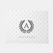Black And White Laurel Monogram Polka Dot Pattern Deurmat (Voorkant)