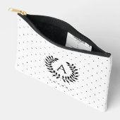 Black And White Laurel Monogram Polka Dot Pattern Etui (Open)